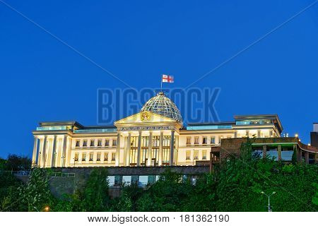 Presidential Palace Of Georgia In Tbilisi At Night