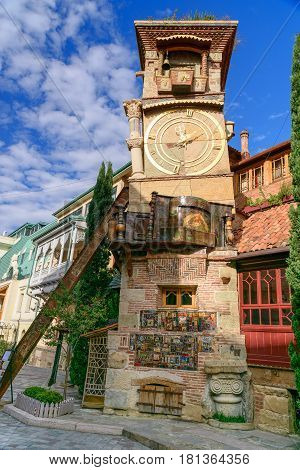 Rezo Gabriadze Marionette Theater Clock Tower In Tbilisi Georgia.