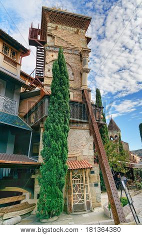 Rezo Gabriadze Marionette Theater Clock Tower In Tbilisi Georgia.