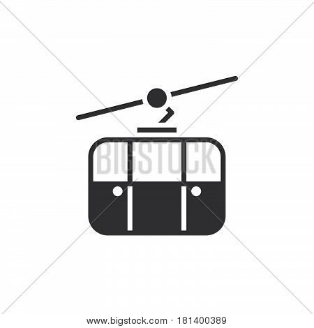 Cableway Icon Vector, Ropeway Solid Logo, Pictogram Isolated On White, Pixel Perfect Illustration