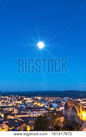 campobasso night landscape with moon in sky