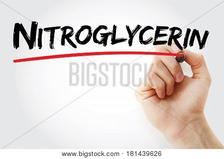 Hand Writing Nitroglycerin With Marker Concept Background