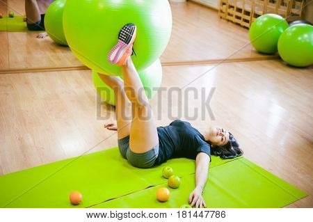 Fitness Girl With Fruits, Lifestyle In Losing Weight And Diets, Proper Nutrition, Exercise
