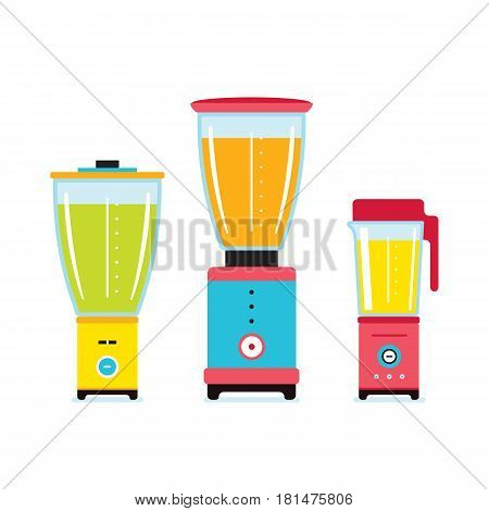 Blender Juicer Mixer Kitchen appliance icon set isolated on white background Vector illustration