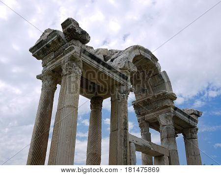 Monumental Gateway To The Sanctuary Of Aphrodite 200 Ad. Looking North West Over Main Street, Turkey