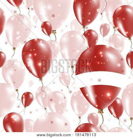 Latvia Independence Day Seamless Pattern. Flying Rubber Balloons In Colors Of The Latvian Flag. Happ