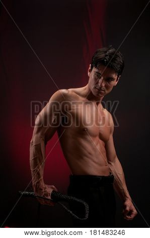 The hunk is showing off his hot body.