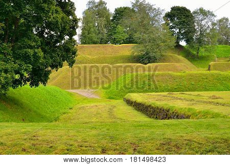 Spring landscape in park in the fortress of Lappeenranta Finland.