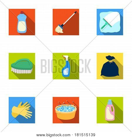 Cleaning, washing and everything connected with it. A set of icons for cleaning. Cleaning and maid icon in set collection on flat style vector symbol stock web illustration.