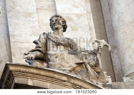 ROME, ITALY - SEPTEMBER 03: Angel on facade of San Marcello al Corso church in Rome, Italy on September 03, 2016.