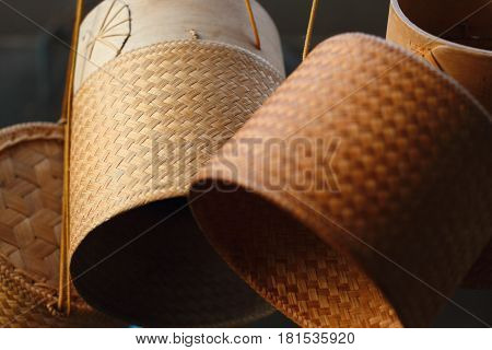 bamboo container for holding cooked glutinous rice