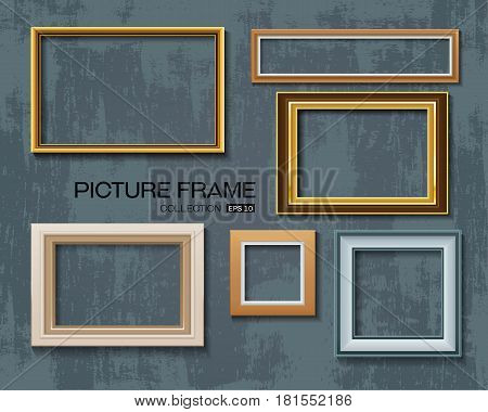 Picture frame set on wall vector illustration