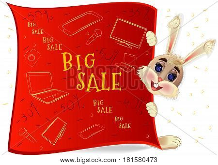 Big sale poster for digital electronics theme. Vector icons. Vector illustration.