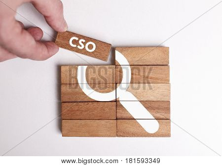 Business, Technology, Internet And Network Concept. Young Businessman Shows The Word: Cso