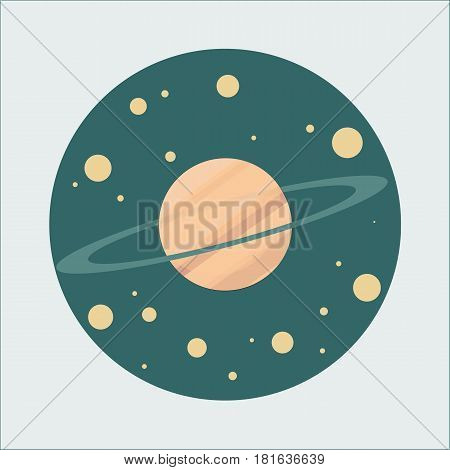 Illustration of a cartoon planet in the flat style. Colored.