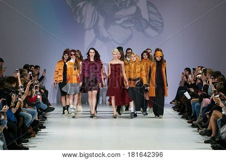 Kyiv, Ukraine - February 7, 2017: Models Walk The Runway During Fashion Show By Marchi Autumn/winter