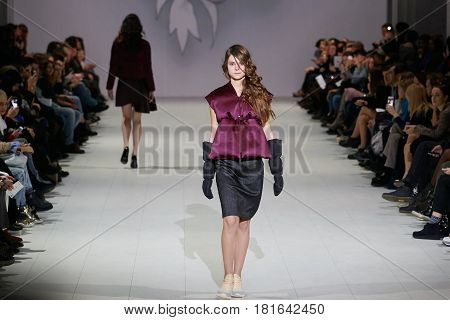 Kyiv, Ukraine - February 7, 2017: Models Walk The Runway During Fashion Show By Marchi Autumn/winter