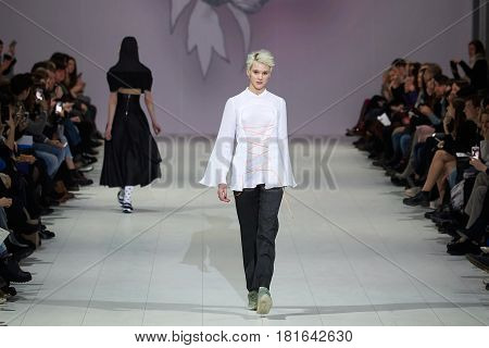 Kyiv, Ukraine - February 7, 2017: Models Walk The Runway During Fashion Show By Marchi Autumn/winter
