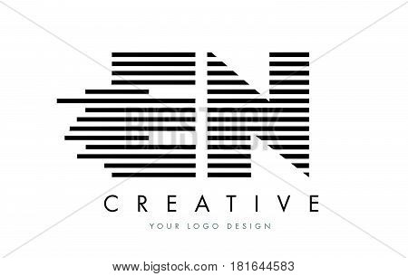 En E N Zebra Letter Logo Design With Black And White Stripes