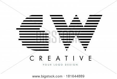 Gw G W Zebra Letter Logo Design With Black And White Stripes