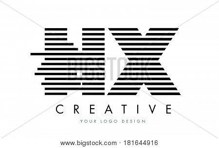 Hx H X Zebra Letter Logo Design With Black And White Stripes