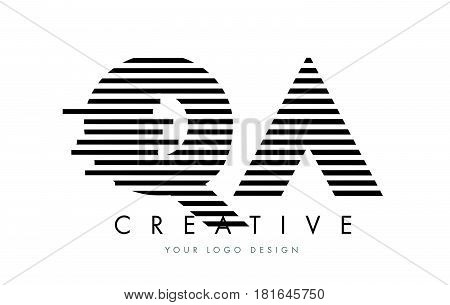 Qa Q A Zebra Letter Logo Design With Black And White Stripes
