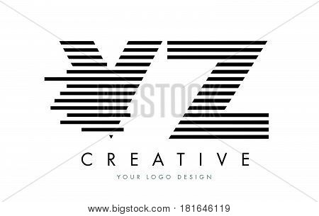 Vz V Z Zebra Letter Logo Design With Black And White Stripes