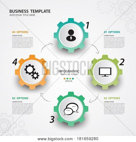 Infographic Templates for Business Vector Illustration web design banner Gear icon template presentation Geometry