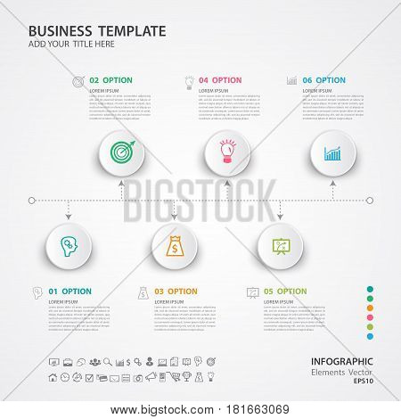 Abstract elements of cycle diagram with 6 steps options Vector illustration web design presentation diagram infographics advertisement.flyer