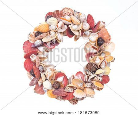 Decorative crown made of seashells isolated on white background