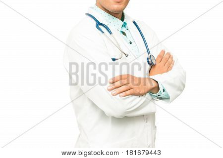 Asian Male Medical Doctor On White Background