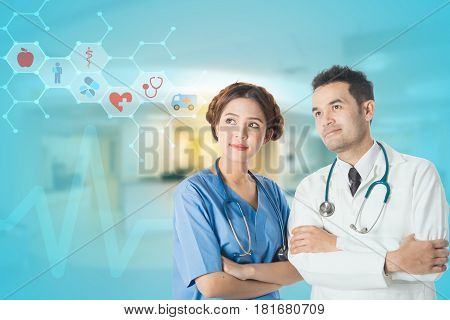 Asian Male Medical Doctors And Nurse On White Background