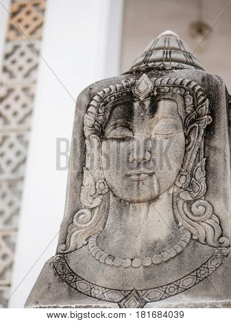 Puzzle of religious precept, dharma statue in Buddhist temple