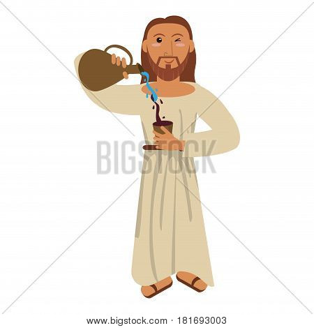 jesus christ miracle water wine concept vector illustration eps 10