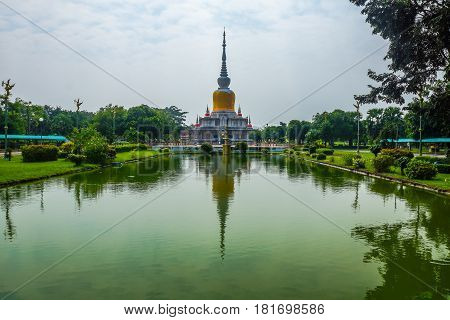 Pagoda of Buddha relics named Nadune in Mahasarakham in Thailand