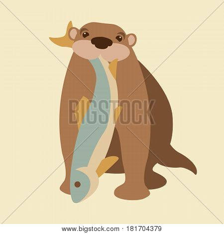 otter fish vector illustration style Flat front