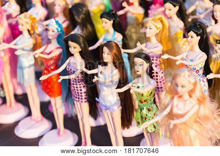 Chaingrai - March  4 : Dolls Are Shown For Sale At Open Market Zone On  March 4, 2015 In Chaingrai,