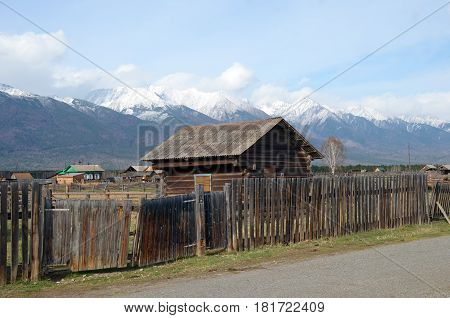 Village Street At The Foot Of The Sayan Mountains