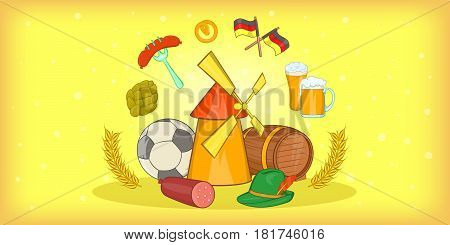 Germany travel horizontal banner concept. Cartoon illustration of Germany travel vector horizontal banner for web