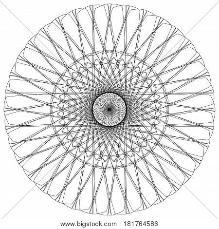 Abstract Spiral, Guilloche-like Circular Pattern. Outline Spiral Motif, Mandala