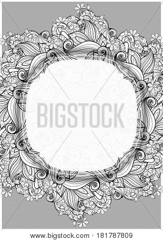Vector  Mohochrome Floral Template With Place For Text