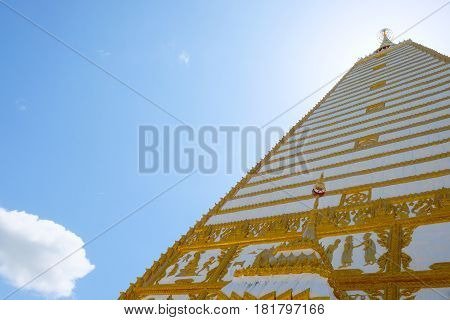 Wat Phrathat Nong Bua against blue sky and cloud in Ubon Ratchathani province Thailand