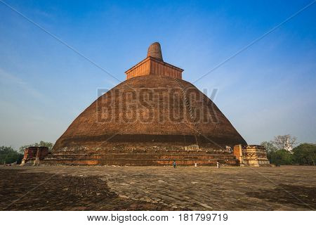 Jetavaranama dagoba stupa, Anuradhapura, Sri Lanka, it is the largest brick building of the old world