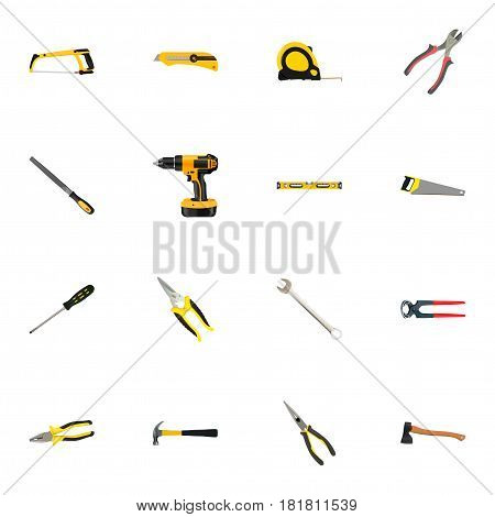Realistic Claw, Utility Knife, Spanner And Other Vector Elements. Set Of Construction Realistic Symbols Also Includes Clippers, Emery, Roller Objects.