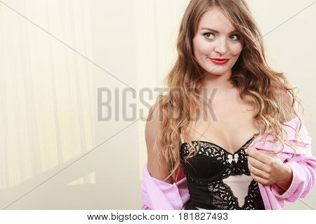 Seductive Lady In Dressing Gown.