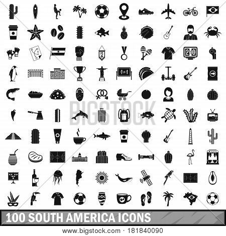 100 South America icons set in simple style for any design vector illustration