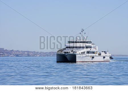 Exit from the port of Baku in the Caspian sea vessel 