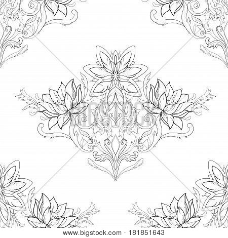 Seamless beautiful pattern of flowers on white background.