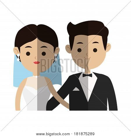 wedding couple cartoon icon over white background. colorful design. vector illustration