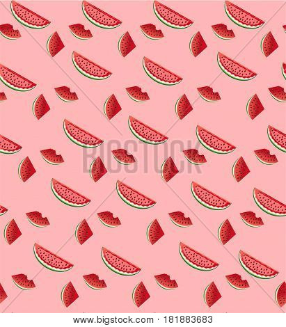 Water Melon Seamless Pattern Striped Vector Illustration